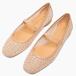 NWT Stuart Weitzman Arabella Crystal-Embellished Mesh Flats Size 9
